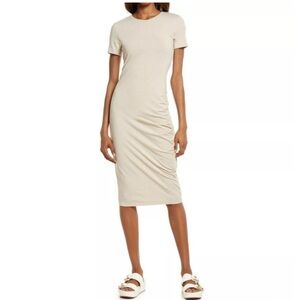 Treasure & Bond Ruched Short Sleeve T-Shirt Midi Dress